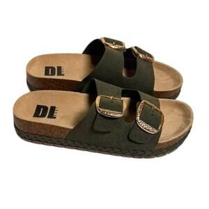 Dirty Laundry Tunder Womens Adjustable Strap Footbed Sandals, GREEN, 7.0